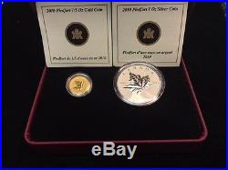 2010 Canada Piedfort Reverse-Proof 1oz Silver & 1/5oz Gold Set of 2 Coins