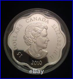 2010 Canada Silver $15 Tiger Lunar Lotus Scalloped Coin Sterling Silver RCM