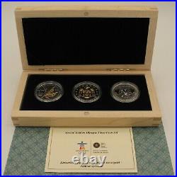 2010 Canada Vancouver Olympics 3-Coin Silver Set. 9999