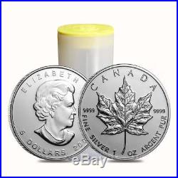 2010 Canadian Mint Roll of 25 1. Oz Silver Maple Leaf Coins