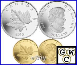 2010 Set 2 Piedfort Reverse-Proof Coins 1oz Silver & 1/5oz Gold ML 9999 (12728)