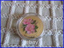 2011 $20 Canada Proof Fine Silver Coin Wild Rose With Swarovski Crystal