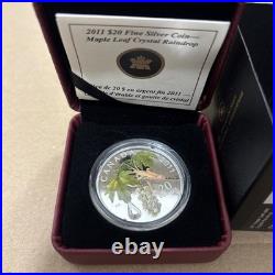 2011 $20 Fine Silver Coin Maple Leaf Crystal Raindrop