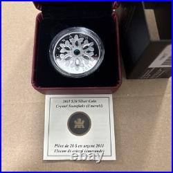 2011 $20 silver coin crystal snowflake (emerald)