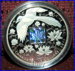 2011 CANADA $15 MAPLE OF HAPPINESS MAGPIE PROOF SILVER COIN WithHOLOGRAM + BOX