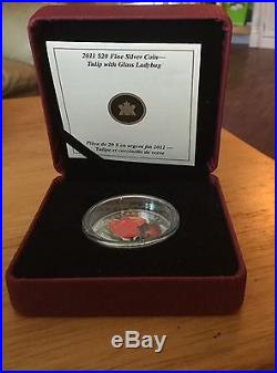 2011 CANADA $20 SILVER VENITIAN GLASS MURANO TULIP with LADYBUG COIN
