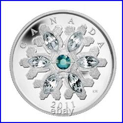 2011 CANADA $20 Swarovski Crystal Snowflake Emerald Proof Silver Coin