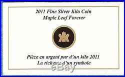 2011 Canada Maple Leaf Forever Proof Silver Kilo Coin. 9999 Pure