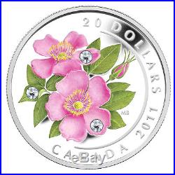 2011 CANADA Wild Rose $20 Silver SWAROVSKI CRYSTAL Coin