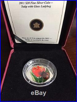2011 Canada $20 Tulip With Ladybug Venetian Glass Silver Coin