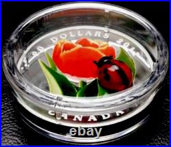2011 Canada $20 Tulip With Venetian Glass Ladybug Fine Silver Coin