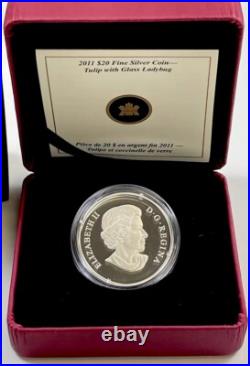 2011 Canada $20 Tulip With Venetian Glass Ladybug Fine Silver Coin