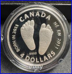 2011 Canada $4 Dollars Born in 2011 Baby Feet Pure Silver Coin
