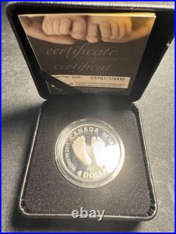 2011 Canada $4 Dollars Born in 2011 Baby Feet Pure Silver Coin