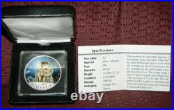 2011 Canada $5 Wildlife Series Arctic Wolf Full Color 1 Oz Silver Coin & Box