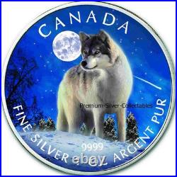 2011 Canada Wildlife Series Wolf Star! 1 Oz. 999 Pure Silver Colorized Coin