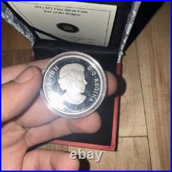 2012 Canada $15 Year of the Dragon 1 Ounce Pure Silver Coin