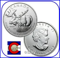 2012 Canada 1 oz Silver Maple Leaf Moose Roll - 25 Canadian Coins in Tube