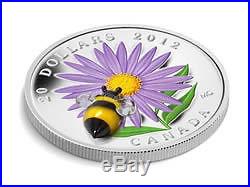 2012 Canada $20 Fine Silver Coin Aster with Glass Bumble Bee A980 NO TAX