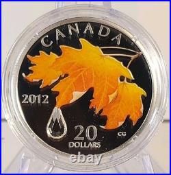 2012 Canada $20 Fine Silver Coin Maple Leaf with Crystal Raindrop