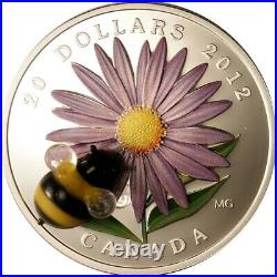 2012 Canada $20 Fine Silver Coloured Coin Aster with Murano Glass Bumble Bee