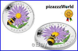 2012 Canada. 9999 Silver COIN Aster Bumble Bee Venetian Murano Glass 1oz RARE