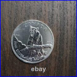 2012 Canada Cougar. 9999 Fine Silver 5 Dollar Coin Queen Elizabeth II 1oz Silver