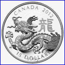2012 Canada Fine Silver $15 Dollar Coin Year of the Dragon