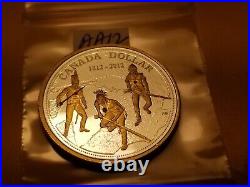 2012 War Of 1812 Canada Rare Gold Plated Silver Dollar Coin High Grade