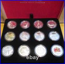 2013 $10 O Canada 12 Coin Set 99.99% Fine Silver Incl Box and COAs