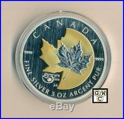 2013 5oz. Prf $50 25th Ann. Of the Silver Maple Leaf Fine Silver Coin(13306)OOAK