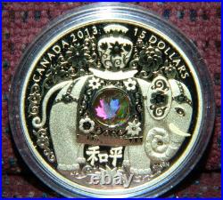 2013 CANADA $15 MAPLE OF PEACE ELEPHANT PROOF SILVER COIN WithHOLOGRAM + BOX