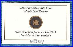 2013 Canada Maple Leaf Forever Proof Silver Kilo Coin. 9999 Pure
