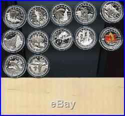 2013 Canada $10 Full O Canada 1/2oz PURE Silver 12-Coin Set withDisplay Case SV369