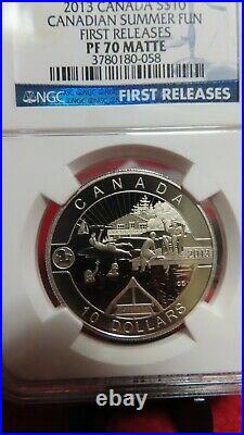 2013 Canada $10 O Canada Series Canadian Summer Fun 1/2 oz Silver Coin NGC PR70