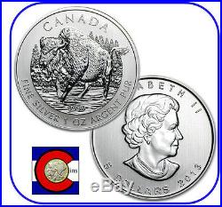 2013 Canada 1 oz Silver Maple Leaf Wood Bison Roll - 25 Canadian Coins in Tube