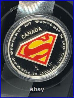 2013 Canada $20 1oz Fine Silver Coin Superman Shield 75th Anniversary