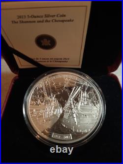 2013 Canada $50 Shannon & Chesapeake War of 1812 5 oz. Proof 99.99% Silver Coin