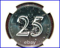 2013 Canada $5 Silver Maple Leaf 25th Anniversary 1oz Silver Coin Ngc Gem Bu