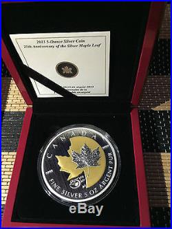 2013 Canada 5 oz Coin $50 25th Anniversary of the Silver Maple Leaf
