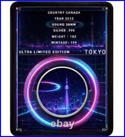 2013 Canada Maple Tokyo 1oz. 9999 Silver Colorized Coin in Slab