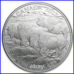 2013 Canada Silver $100 Coin American Bison Stampede 1 oz. 9999 OGP