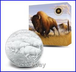 2013 Canada Silver $100 Coin American Bison Stampede 1 oz. 9999 OGP