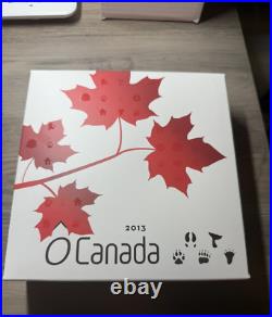 2013 Fine silver 1 oz Canada $25 O Canada 5 Coin Set Box COA OGP