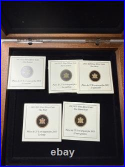 2013 Fine silver 1 oz Canada $25 O Canada 5 Coin Set Box COA OGP