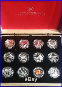 2013 O Canada Silver 12 Coin Set Proof With Deluxe Wooden Box + Coa