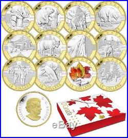 2013 O Canada 12-coin Set Silver with Selectively Gold Plated