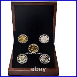 2013 O Canada $25 Fine Silver 99.99% 5 Coin Set In Deluxe Wooden Box