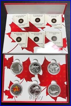 2013 O Canada 6 Coin. 9999 Fine Silver Set Complete