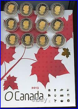 2013 Special Edition 12 Coin O Canada Gold Plated. 9999 Silver Set SV371